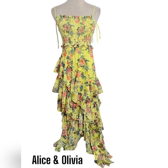 Alice + Olivia Jocelyn Tiered Ruffle Maxi Dress NWT - Picture 2 of 9